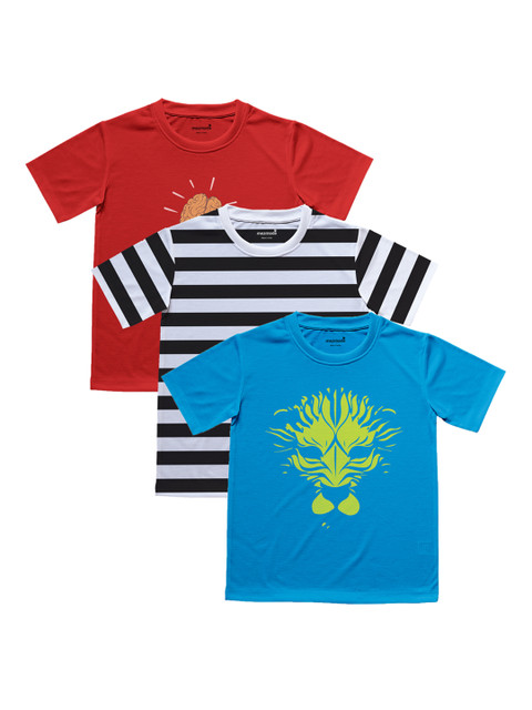 

mezmoda Boys Pack Of 3 Printed Round Neck T-shirt, Blue