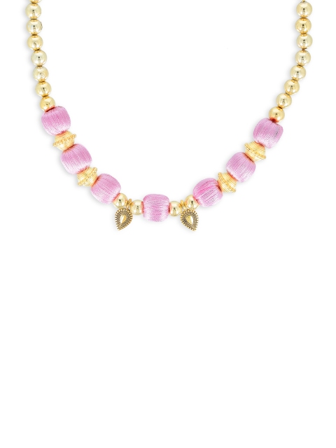 

AKSHARA Pink & Gold-Toned Handcrafted Necklace