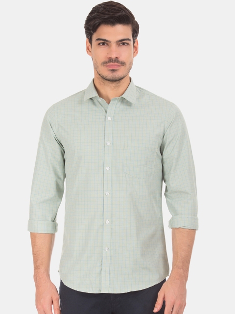 

Excalibur Men Green Slim Fit Checked Formal Shirt