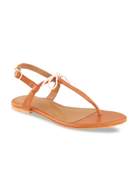 

Siendo Desi Women Tan Brown Solid T-Strap Flats