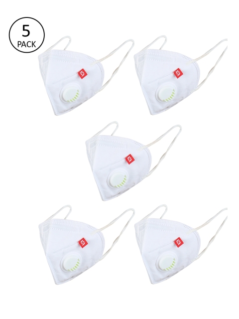 

Swiss Design Unisex 5 Pcs 5 Ply Valved Anti-Pollution Reusable KN95 Masks, White