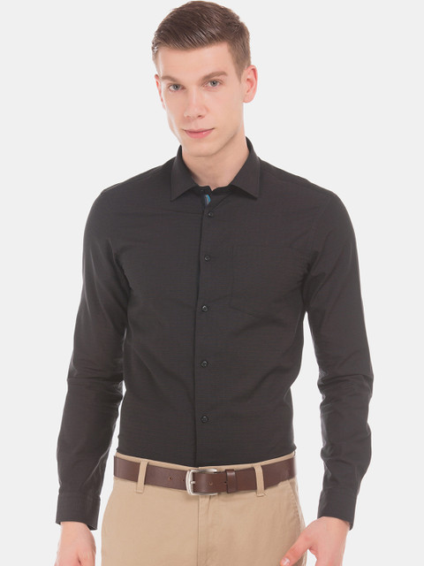 

Arrow New York Men Black Slim Fit Self Design Formal Shirt
