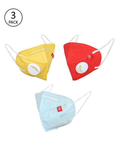 

Swiss Design Adults Pack Of 3 Blue 5-Ply Valved Anti-Pollution Reusable KN95 Masks, Multi