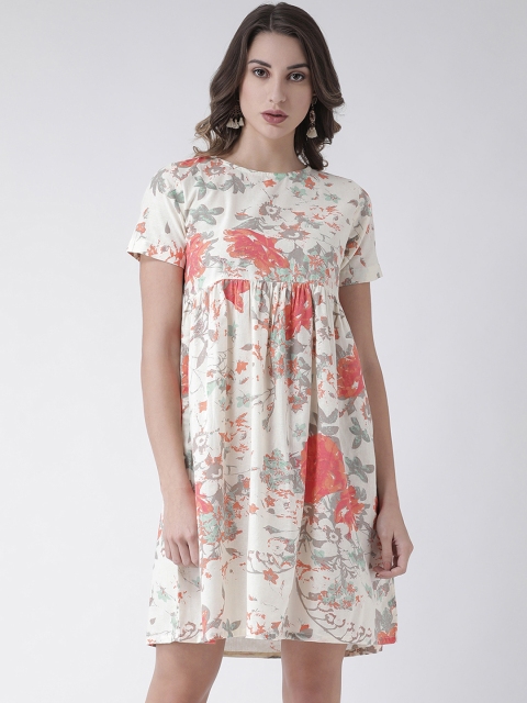 

SIAH Women Off-White Printed Fit and Flare Dress