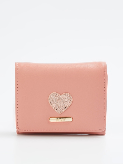 

Ginger by Lifestyle Women Peach-Coloured Solid Three Fold Wallet