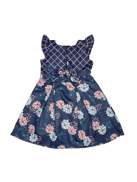 

Doodle Girls Navy Blue Printed Fit and Flare Dress