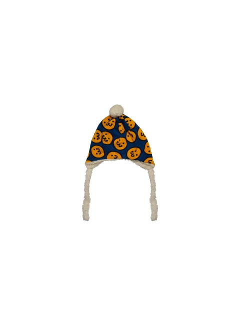 

TINY HUG Kids Blue & Yellow Printed Woolen Beanie