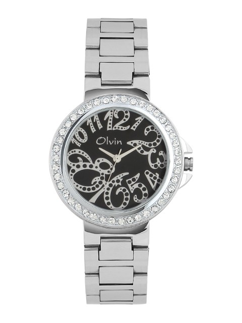

Olvin Women Black & Silver-Toned Analogue Watch 16155-SM03