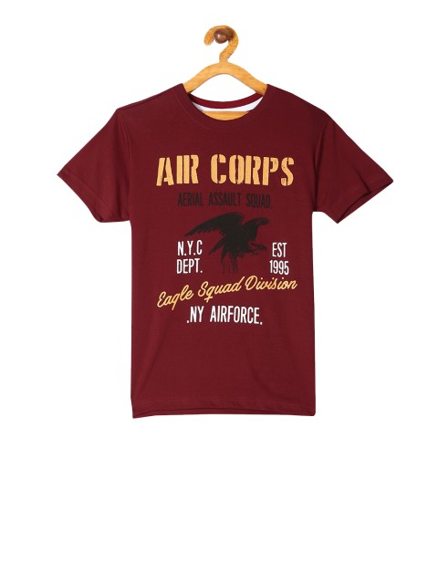 

Cherokee Boys Maroon Printed Round Neck T-shirt