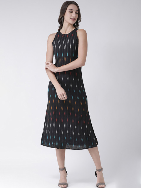 

SIAH Women Black Printed A-Line Dress