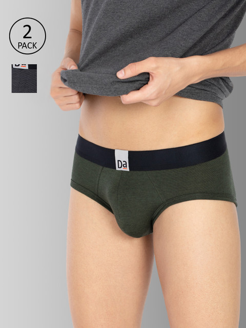 

DaMENSCH Men DEO-SOFT Deodorizing Micro Modal Melange Briefs DAM-MEL-B-JUG-CB-PACK-2-MIX, Green
