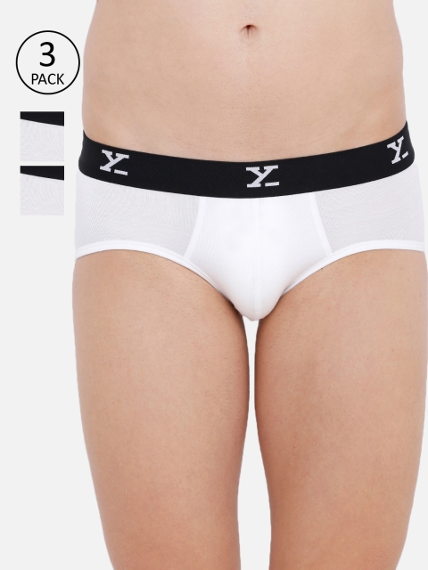 

XYXX Men Men Pack Of 3 White Solid Ultra Soft Briefs XYBRF3PCKN04