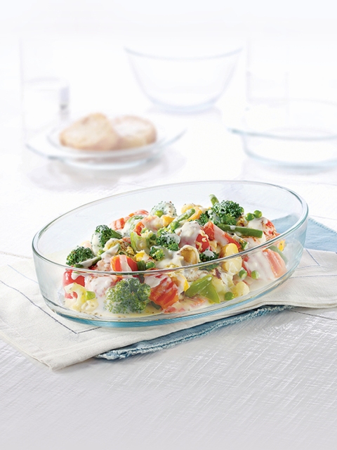

BOROSIL Transparent Borosilicate Glass Oval Baking Dish Container