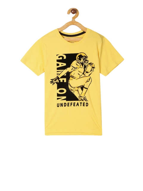 

Cherokee Boys Yellow & Black Printed Round Neck T-shirt