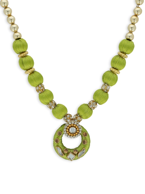 

AKSHARA Girls Green & Gold-Toned Handcrafted Necklace