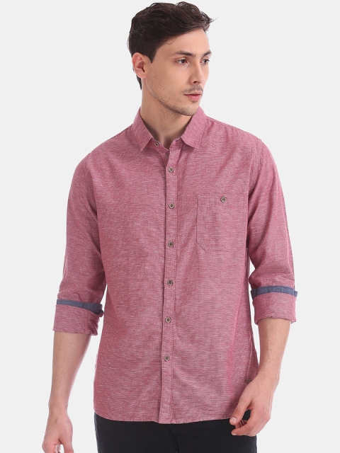 

Cherokee Men Red Regular Fit Striped Casual Shirt