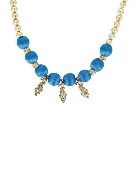 

AKSHARA Gold-Toned & Blue Handcrafted Beaded Necklace