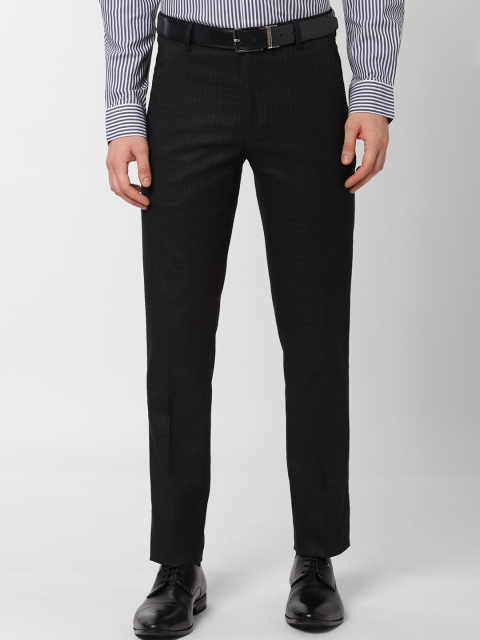 

Peter England Men Black Slim Fit Checked Formal Trousers