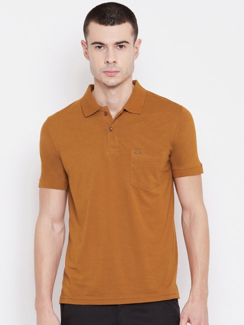 

Okane Men Tan Brown Solid Polo Collar T-shirt