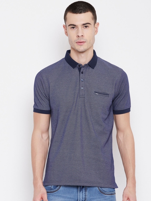 

Okane Men Blue Solid Polo Collar T-shirt