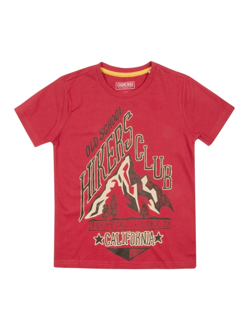 

Cherokee Boys Red Printed Round Neck T-shirt