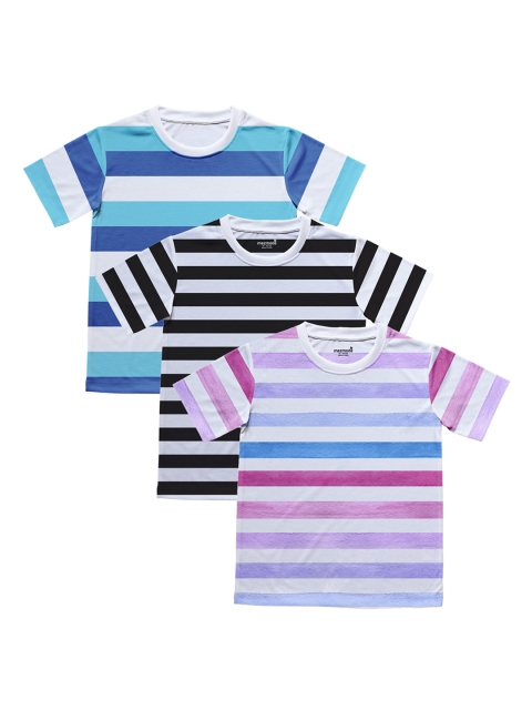 mezmoda Boys Pack Of 3 Striped Round Neck T-shirt, Blue