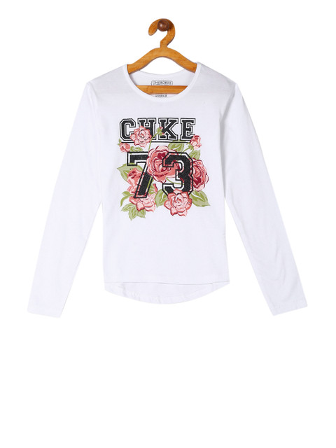 

Cherokee Girls White Printed Round Neck T-shirt