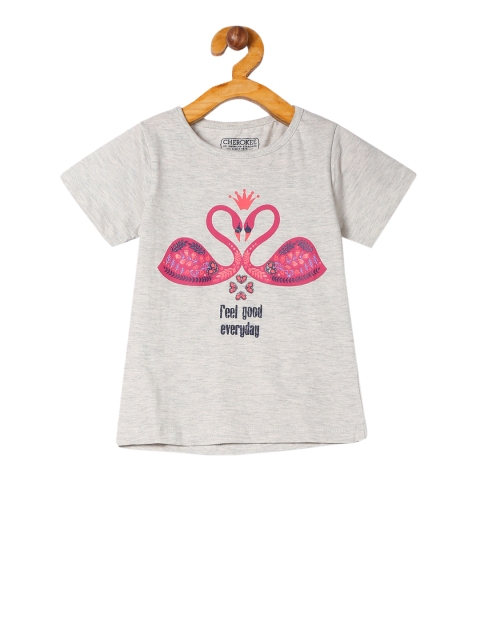 

Cherokee Girls Grey Printed Round Neck T-shirt