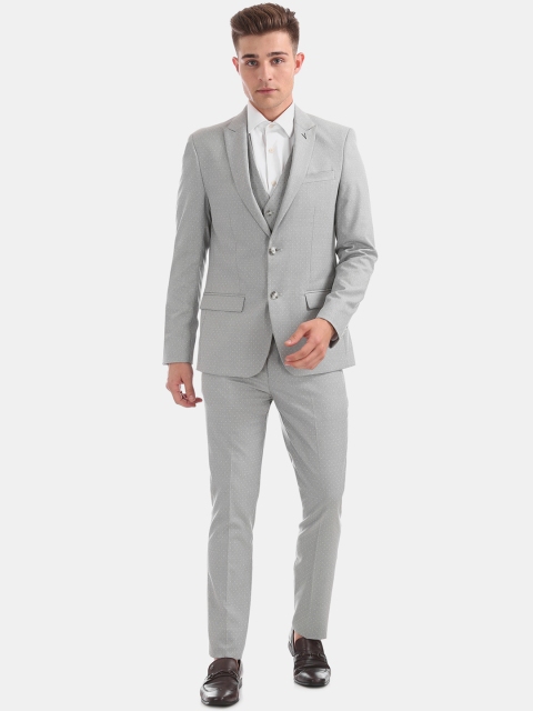 

Arrow Men Grey Self-Design Slim-Fit Single-Breasted Three-Piece Suit