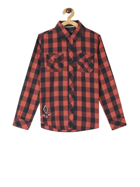 

Cherokee Boys Red & Black Regular Fit Checked Casual Shirt