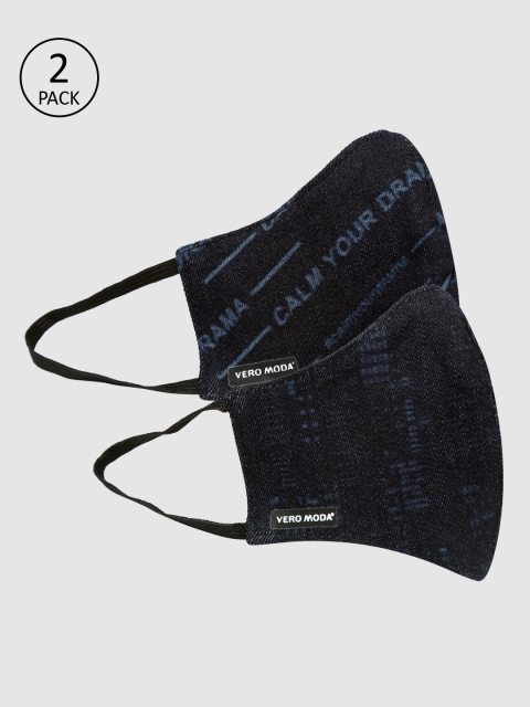 

Vero Moda Woman Pack of 2 Pcs Navy Blue Reusable 3-Ply Protective Outdoor Denim Masks