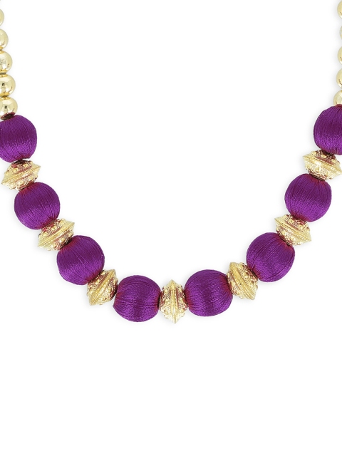 AKSHARA Gold-Toned & Purple Synthetic Choker Necklace