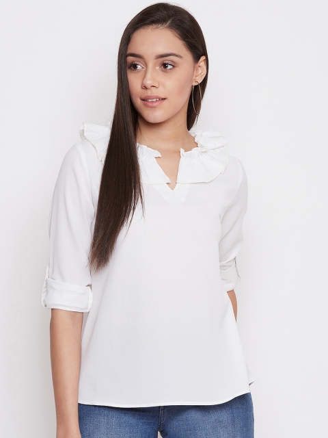 

One of a Kind Women White Solid Top
