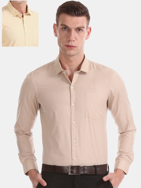 

Excalibur Men Pack Of 2Beige & Yellow Regular Fit Solid Formal Shirt, Beige