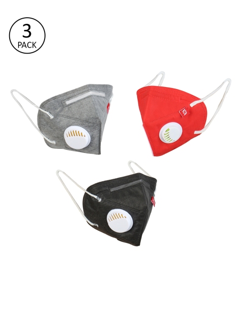 

Swiss Design Unisex 3 Pcs 5-Ply Reusable Valved Anti-Pollution KN95 Outdoor Masks, Multi