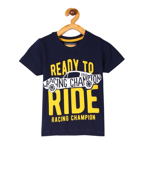 

Cherokee Boys Navy Blue & Yellow Printed Round Neck T-shirt