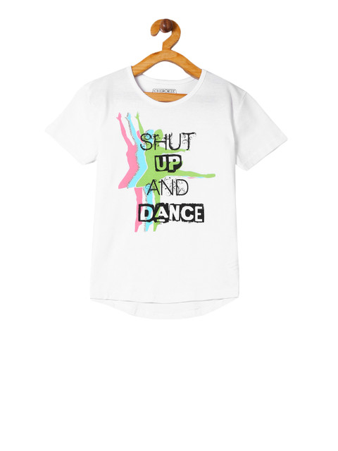 

Cherokee Girls White Printed Round Neck T-shirt