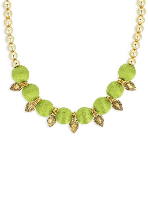 

AKSHARA Handcrafted Leaf-Green Chocker Necklace