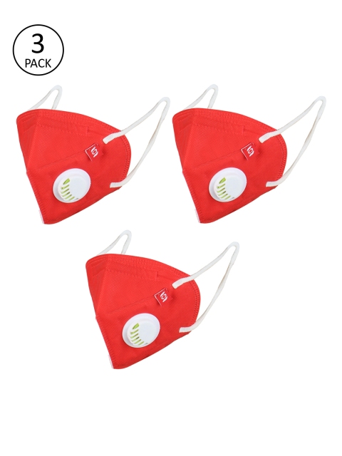 

Swiss Design Unisex Pack Of 3 5-Ply KN95 Valved Protective Outdoor Masks, Red