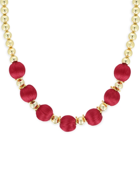 

AKSHARA Red & Gold-Toned Statement Silk Necklace