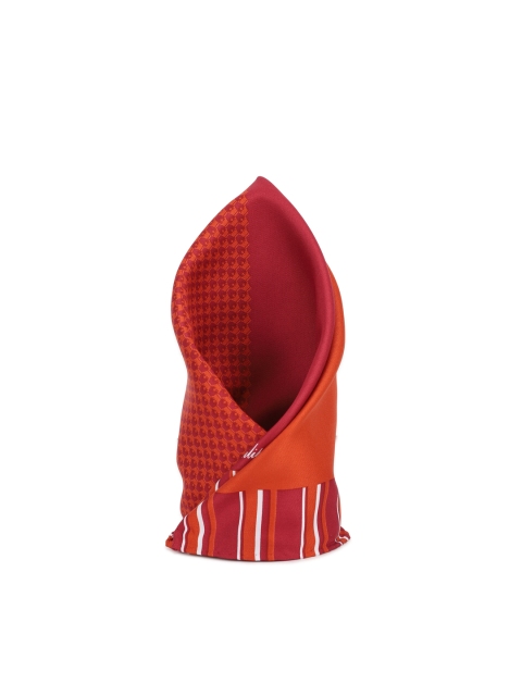 

Louis Philippe Men Maroon & Orange Printed Silk Pocket Square