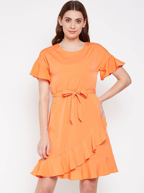

Oxolloxo Women Orange Solid A-Line Dress