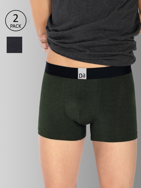 

DaMENSCH Men DEO-SOFT Deodorizing Micro Modal Melange Trunks DAM-MEL-T-JUG-CB-PACK-2-MIX, Green