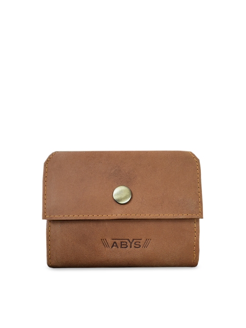 

ABYS Unisex Tan Brown Genuine Leather Solid Card Holder