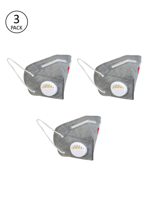 Swiss Design Adults Pack Of 3 Grey 5-Ply Valved Anti-Pollution Reusable KN95 Masks