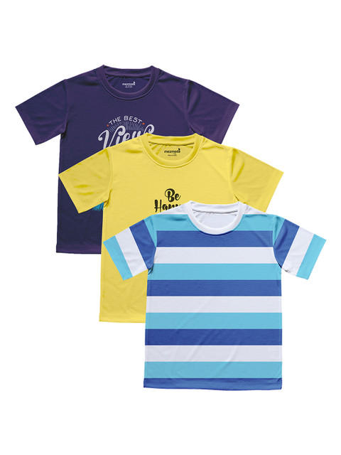 

mezmoda Boys Pack Of 3 Printed Round Neck T-shirts, Blue