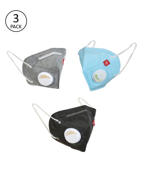 

Swiss Design Unisex Pack Of 3 5-Ply KN95 Valved Protective Outdoor Masks, Blue