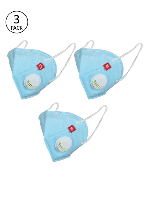 

Swiss Design Adults Pack Of 3 Blue 5-Ply Valved Anti-Pollution Reusable KN95 Masks