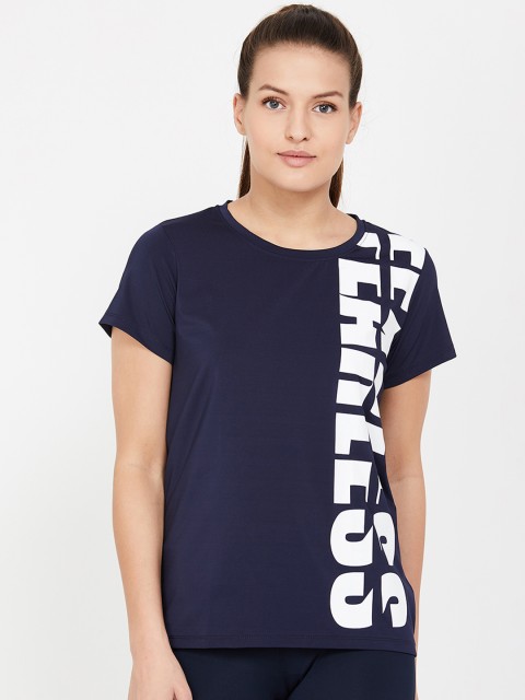 

Kappa Women Navy Blue & White Printed Round Neck T-shirt