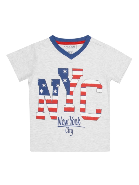 

Cherokee Boys Grey & Blue Printed V-Neck T-shirt